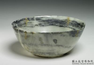 图片[2]-Jade round bowl with inscribed floral pattern filled with gold, Central Asia-China Archive